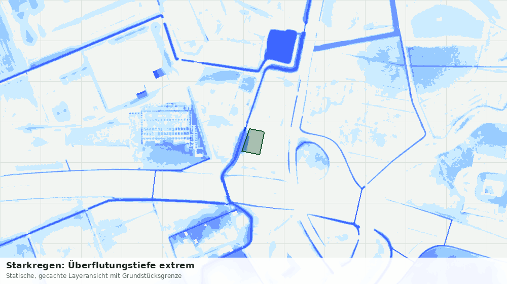 Statische Kartenansicht: Starkregen: Überflutungstiefe extrem
