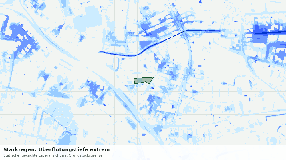 Statische Kartenansicht: Starkregen: Überflutungstiefe extrem