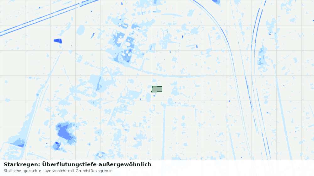Statische Kartenansicht: Starkregen: Überflutungstiefe außergewöhnlich