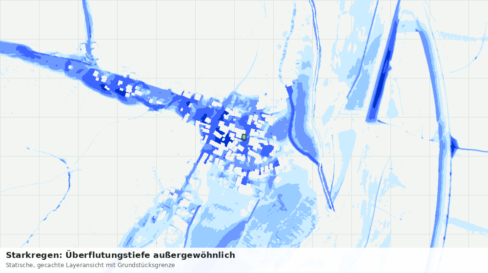 Statische Kartenansicht: Starkregen: Überflutungstiefe außergewöhnlich