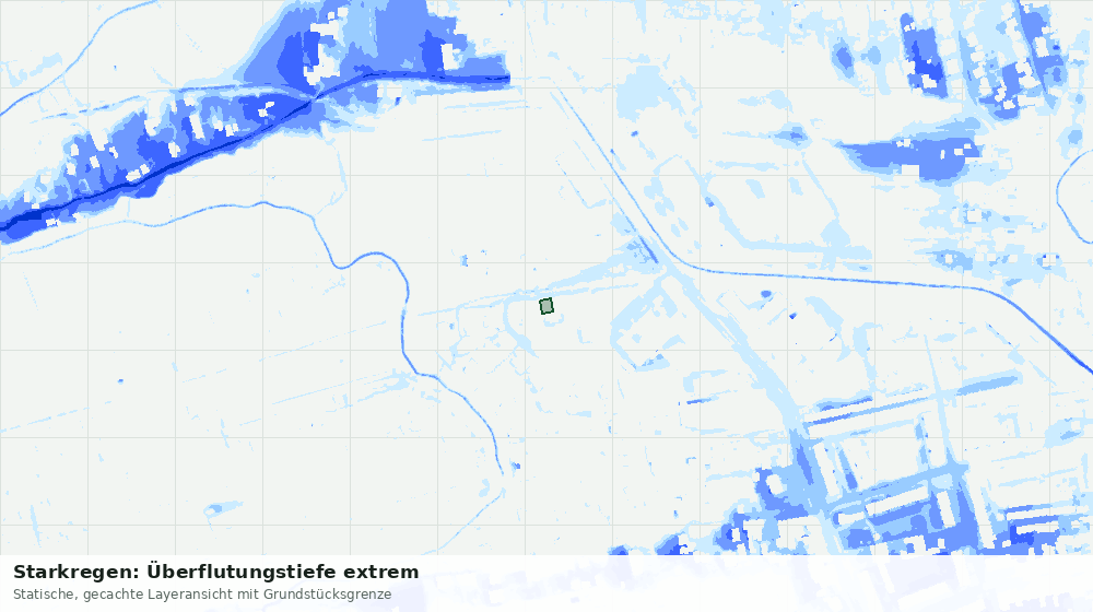Statische Kartenansicht: Starkregen: Überflutungstiefe extrem
