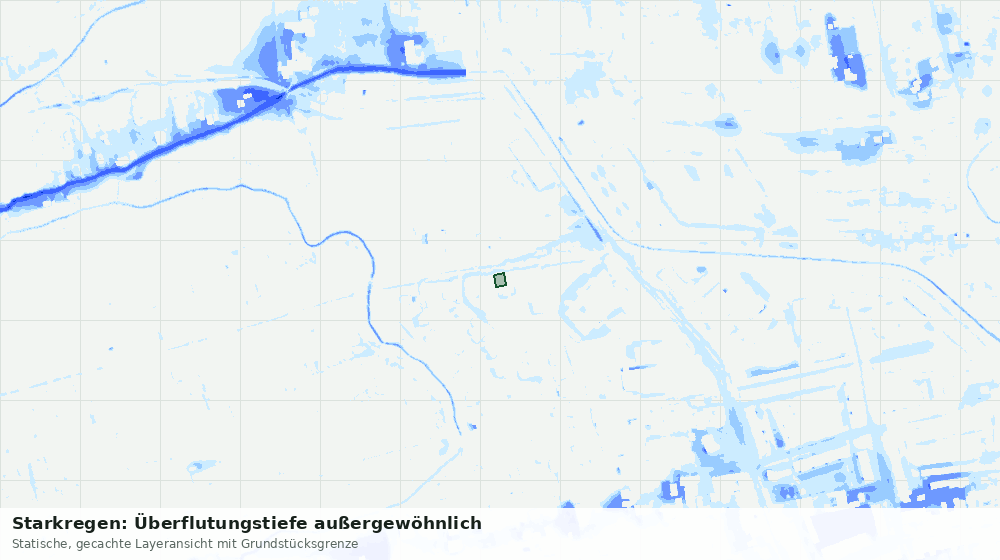 Statische Kartenansicht: Starkregen: Überflutungstiefe außergewöhnlich