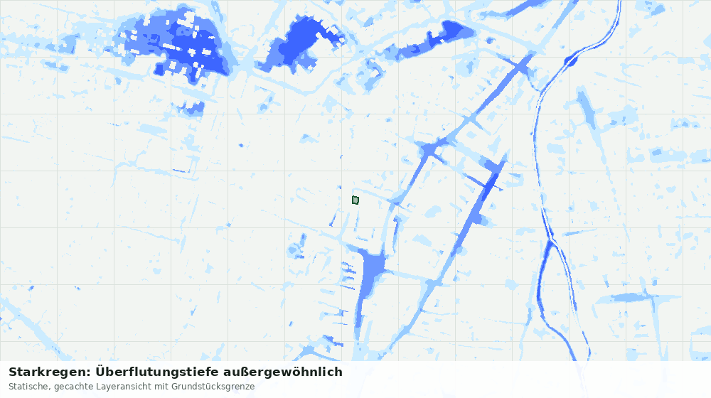 Statische Kartenansicht: Starkregen: Überflutungstiefe außergewöhnlich