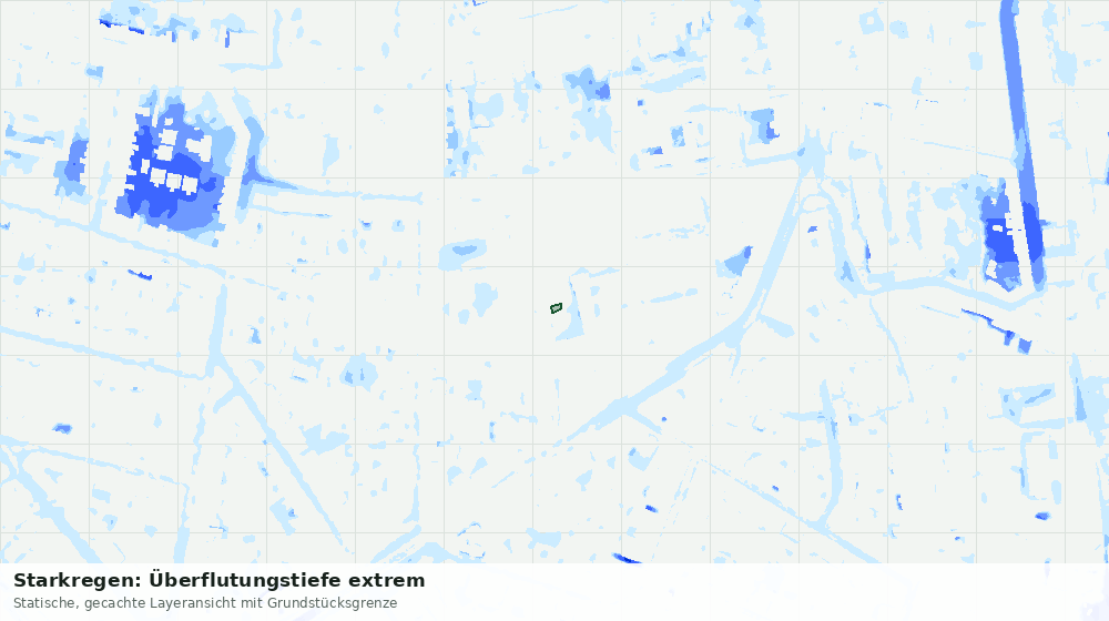 Statische Kartenansicht: Starkregen: Überflutungstiefe extrem