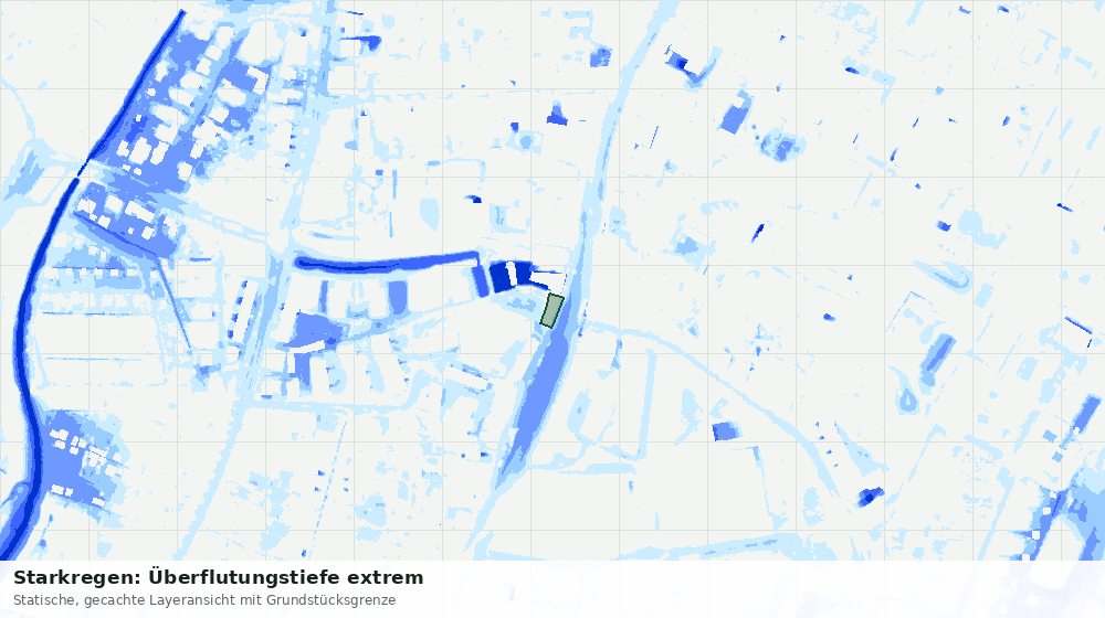 Statische Kartenansicht: Starkregen: Überflutungstiefe extrem