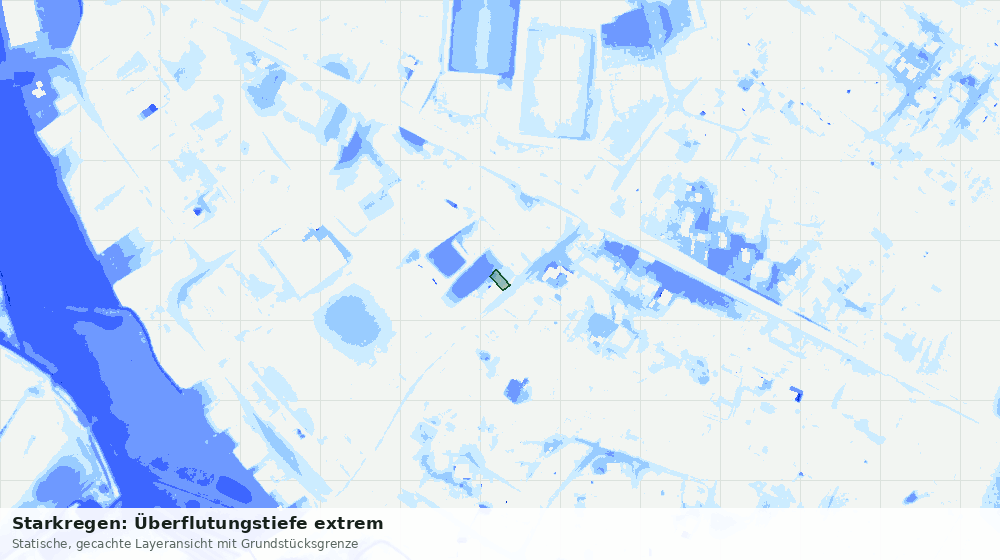 Statische Kartenansicht: Starkregen: Überflutungstiefe extrem