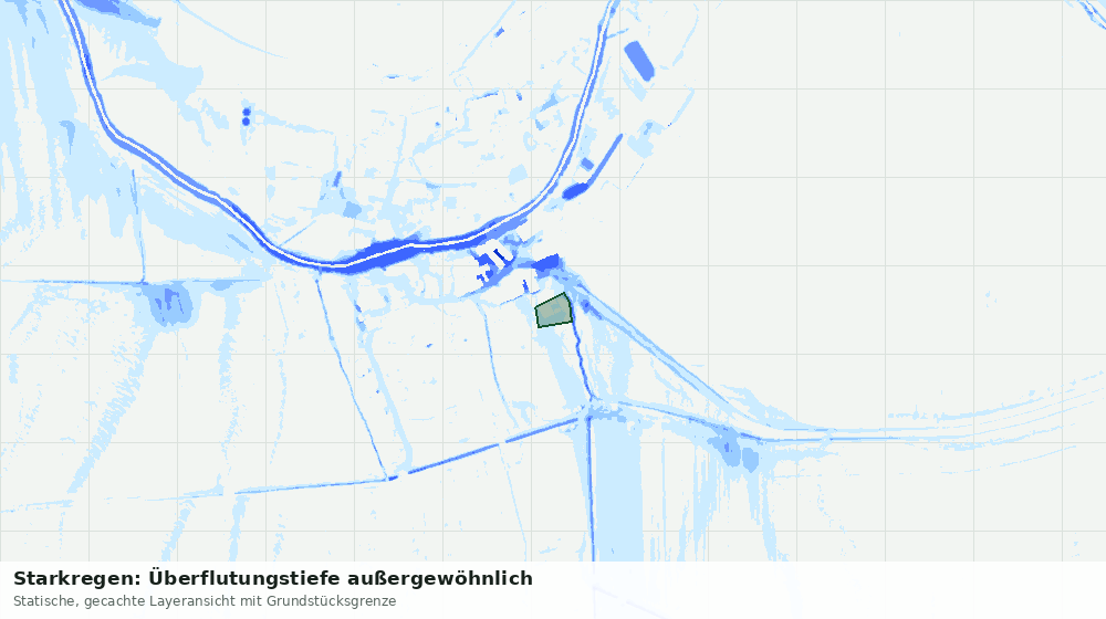 Statische Kartenansicht: Starkregen: Überflutungstiefe außergewöhnlich