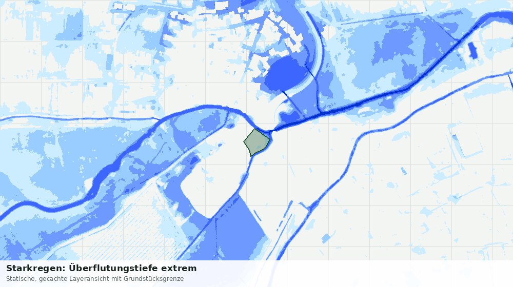 Statische Kartenansicht: Starkregen: Überflutungstiefe extrem