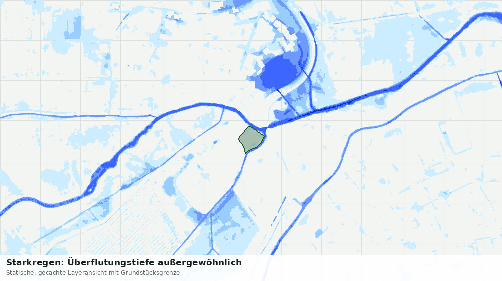 Statische Kartenansicht: Starkregen: Überflutungstiefe außergewöhnlich
