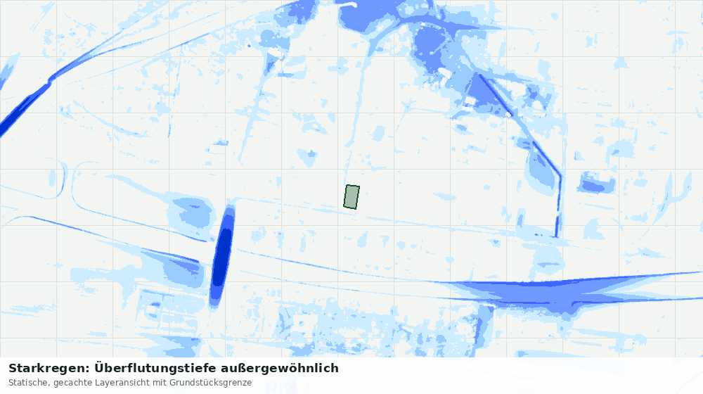 Statische Kartenansicht: Starkregen: Überflutungstiefe außergewöhnlich