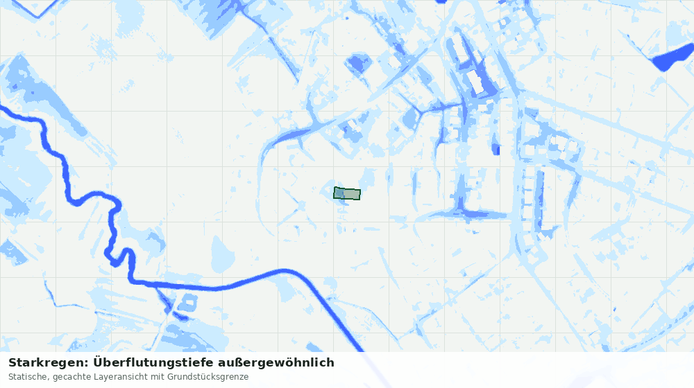 Statische Kartenansicht: Starkregen: Überflutungstiefe außergewöhnlich