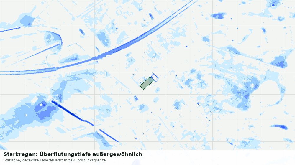 Statische Kartenansicht: Starkregen: Überflutungstiefe außergewöhnlich