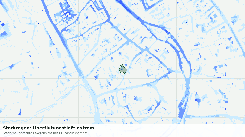 Statische Kartenansicht: Starkregen: Überflutungstiefe extrem