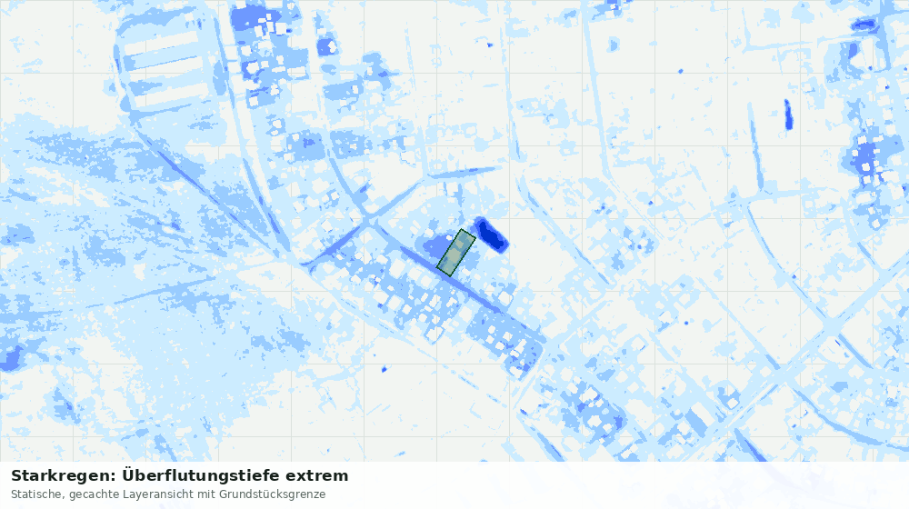 Statische Kartenansicht: Starkregen: Überflutungstiefe extrem