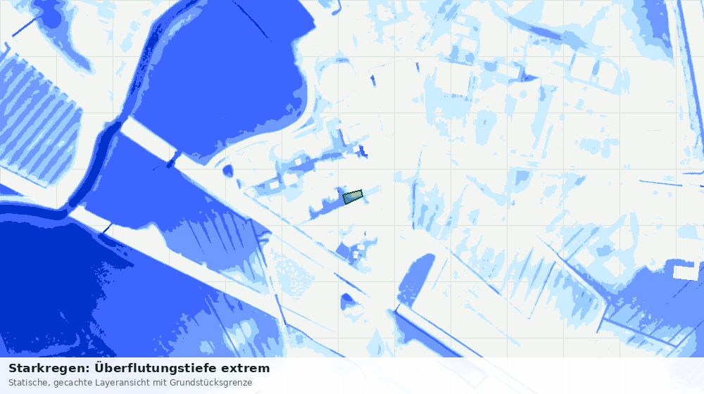 Statische Kartenansicht: Starkregen: Überflutungstiefe extrem