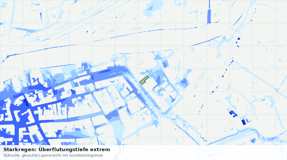 Statische Kartenansicht: Starkregen: Überflutungstiefe extrem
