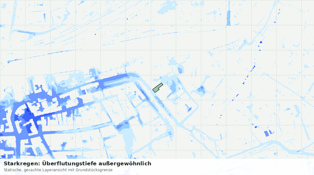Statische Kartenansicht: Starkregen: Überflutungstiefe außergewöhnlich