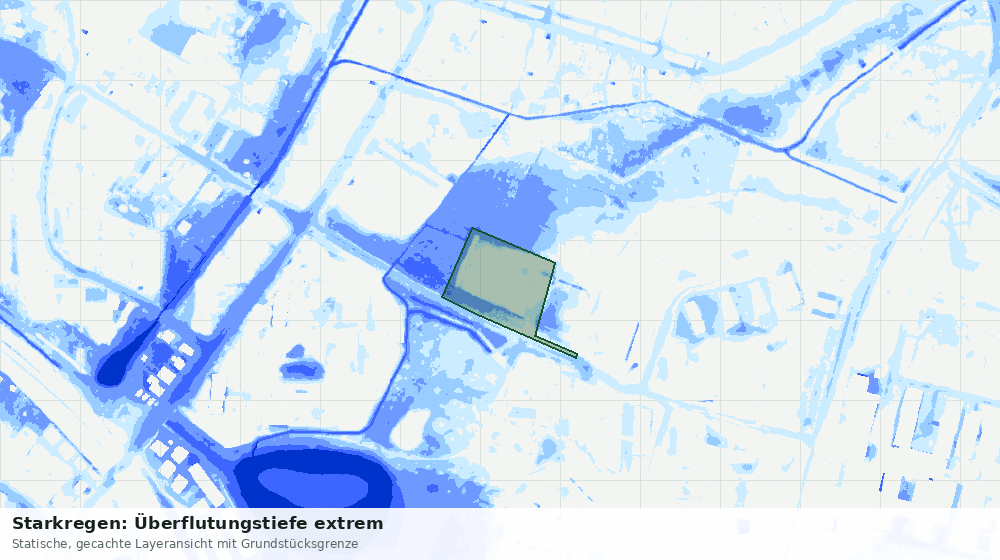 Statische Kartenansicht: Starkregen: Überflutungstiefe extrem