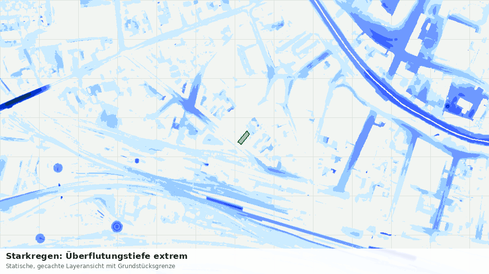 Statische Kartenansicht: Starkregen: Überflutungstiefe extrem