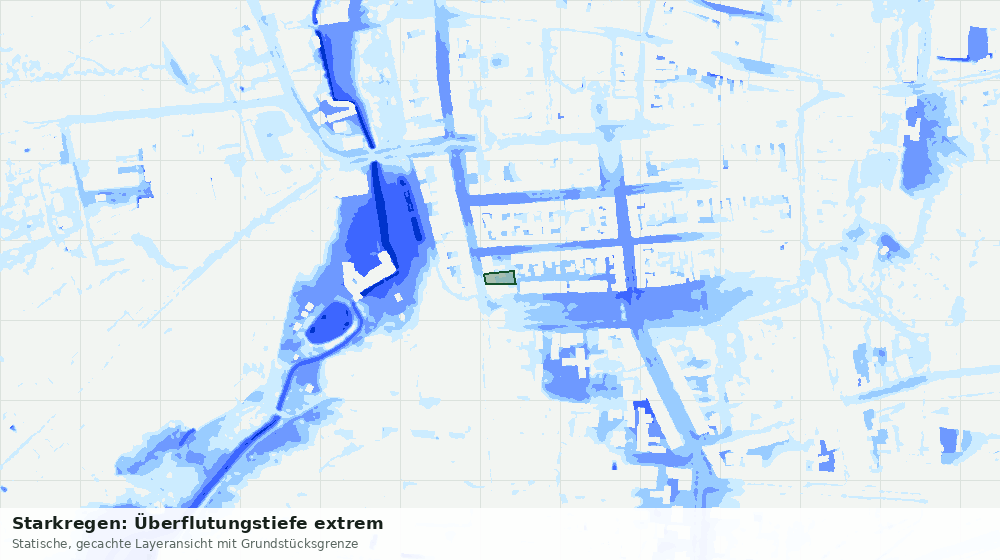 Statische Kartenansicht: Starkregen: Überflutungstiefe extrem