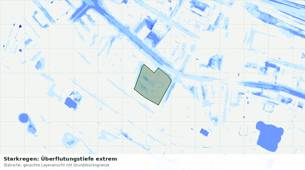 Statische Kartenansicht: Starkregen: Überflutungstiefe extrem