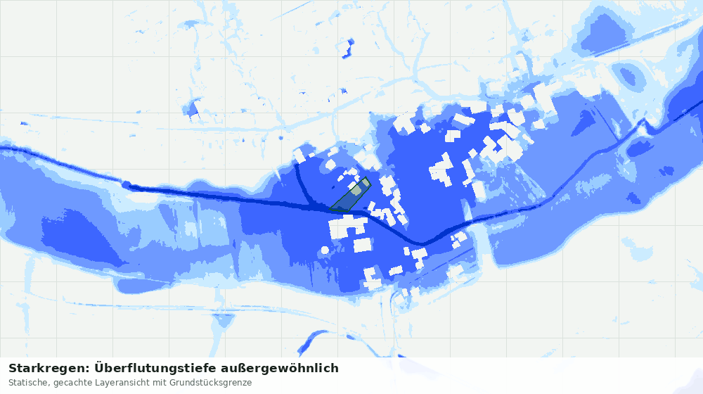 Statische Kartenansicht: Starkregen: Überflutungstiefe außergewöhnlich