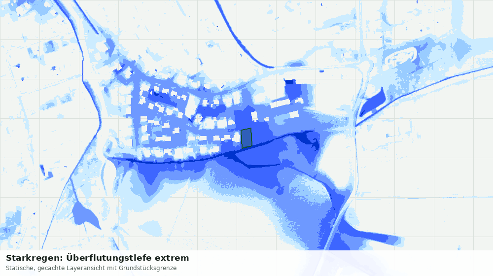 Statische Kartenansicht: Starkregen: Überflutungstiefe extrem