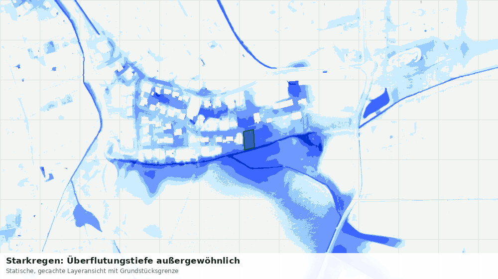 Statische Kartenansicht: Starkregen: Überflutungstiefe außergewöhnlich