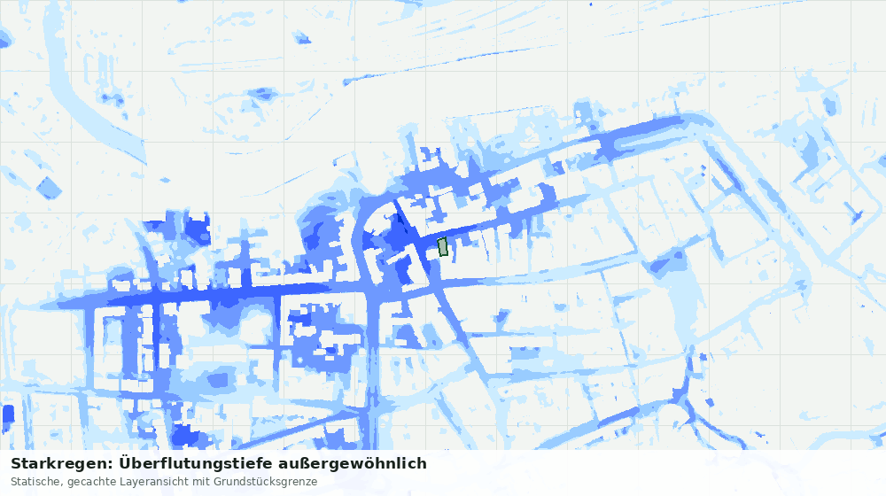 Statische Kartenansicht: Starkregen: Überflutungstiefe außergewöhnlich
