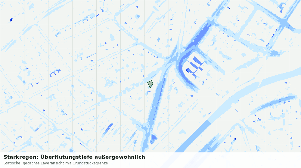 Statische Kartenansicht: Starkregen: Überflutungstiefe außergewöhnlich