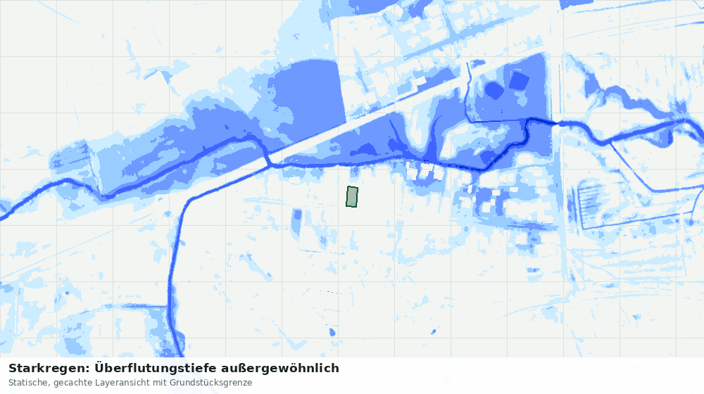 Statische Kartenansicht: Starkregen: Überflutungstiefe außergewöhnlich