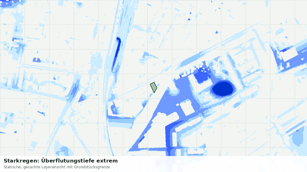 Statische Kartenansicht: Starkregen: Überflutungstiefe extrem