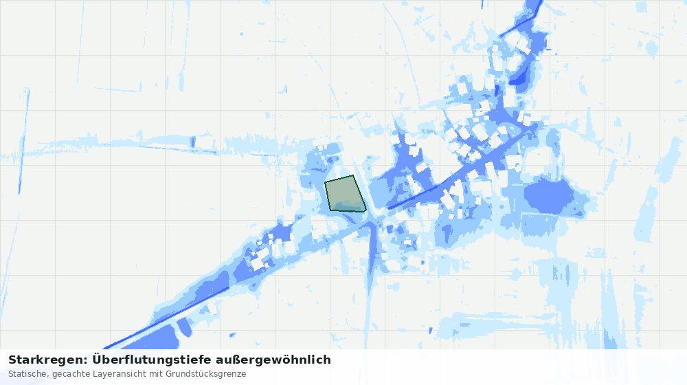 Statische Kartenansicht: Starkregen: Überflutungstiefe außergewöhnlich