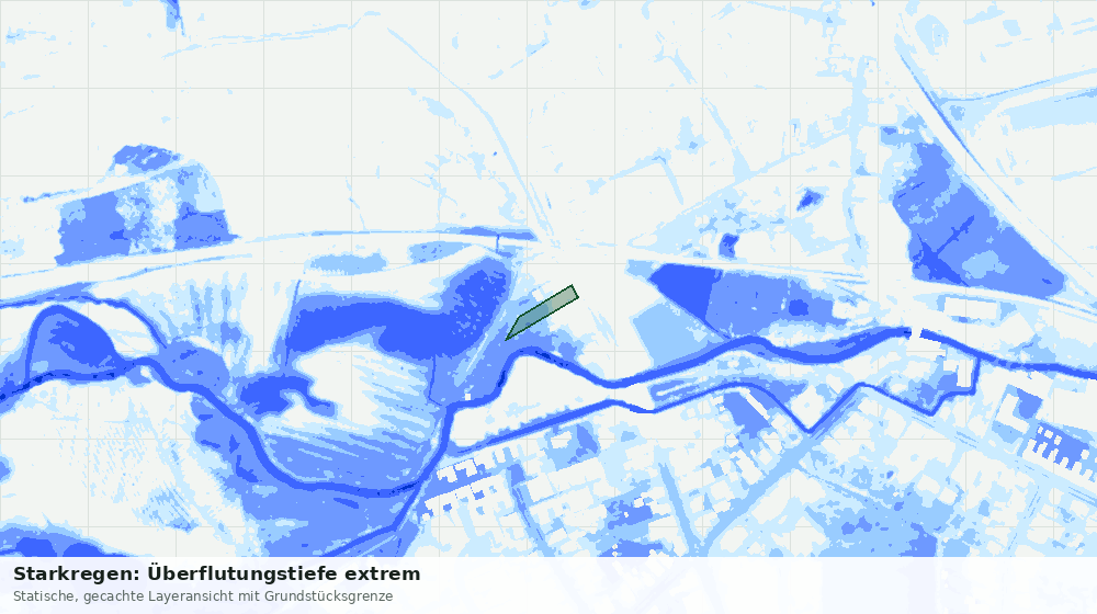 Statische Kartenansicht: Starkregen: Überflutungstiefe extrem