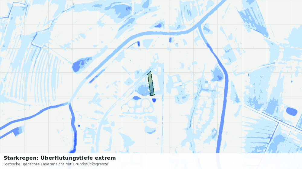 Statische Kartenansicht: Starkregen: Überflutungstiefe extrem