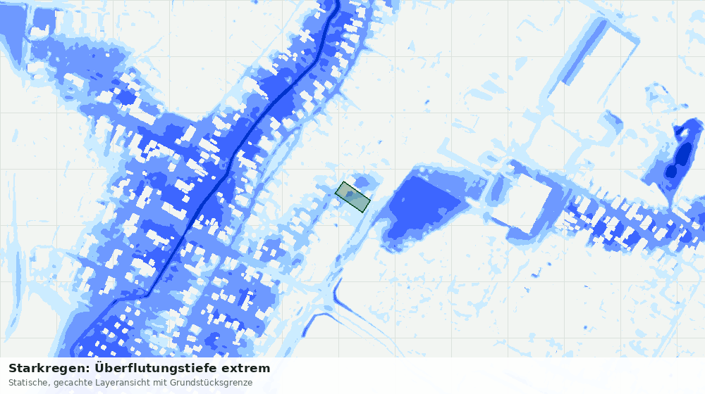 Statische Kartenansicht: Starkregen: Überflutungstiefe extrem