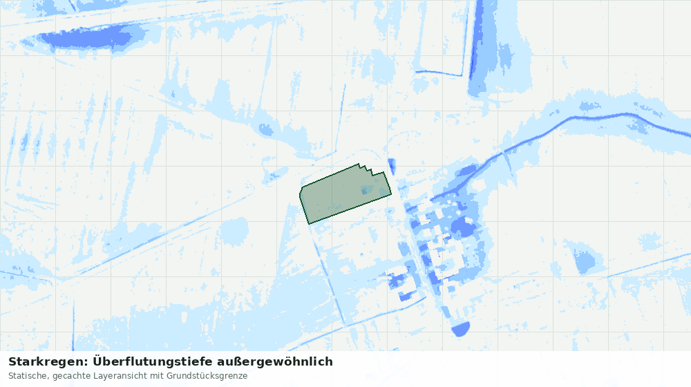 Statische Kartenansicht: Starkregen: Überflutungstiefe außergewöhnlich
