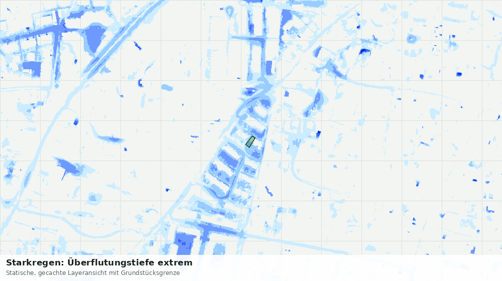 Statische Kartenansicht: Starkregen: Überflutungstiefe extrem