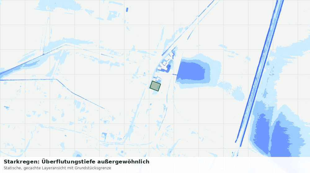 Statische Kartenansicht: Starkregen: Überflutungstiefe außergewöhnlich