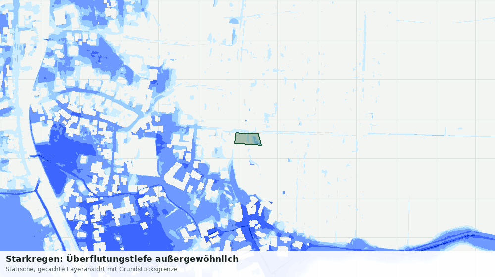 Statische Kartenansicht: Starkregen: Überflutungstiefe außergewöhnlich