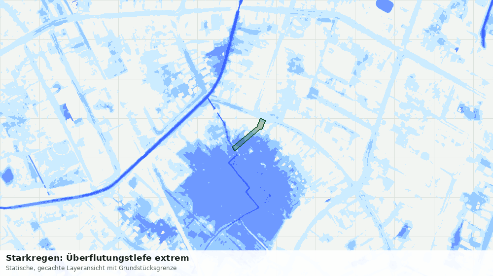 Statische Kartenansicht: Starkregen: Überflutungstiefe extrem
