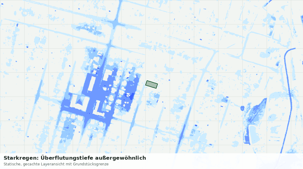 Statische Kartenansicht: Starkregen: Überflutungstiefe außergewöhnlich