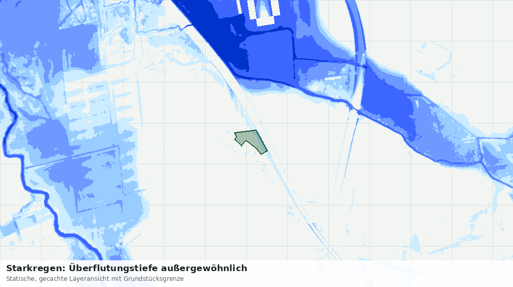 Statische Kartenansicht: Starkregen: Überflutungstiefe außergewöhnlich