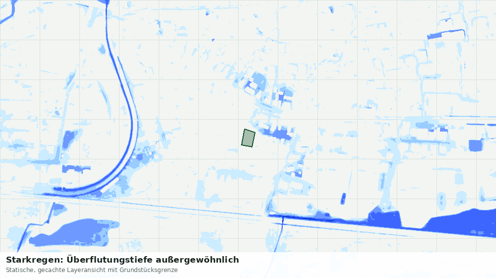 Statische Kartenansicht: Starkregen: Überflutungstiefe außergewöhnlich