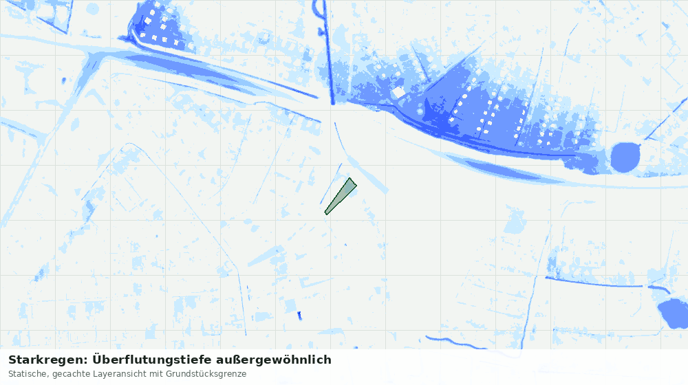 Statische Kartenansicht: Starkregen: Überflutungstiefe außergewöhnlich