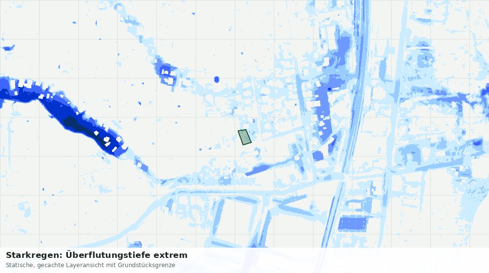 Statische Kartenansicht: Starkregen: Überflutungstiefe extrem