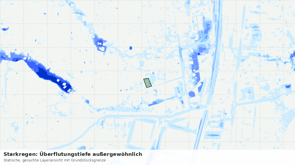 Statische Kartenansicht: Starkregen: Überflutungstiefe außergewöhnlich