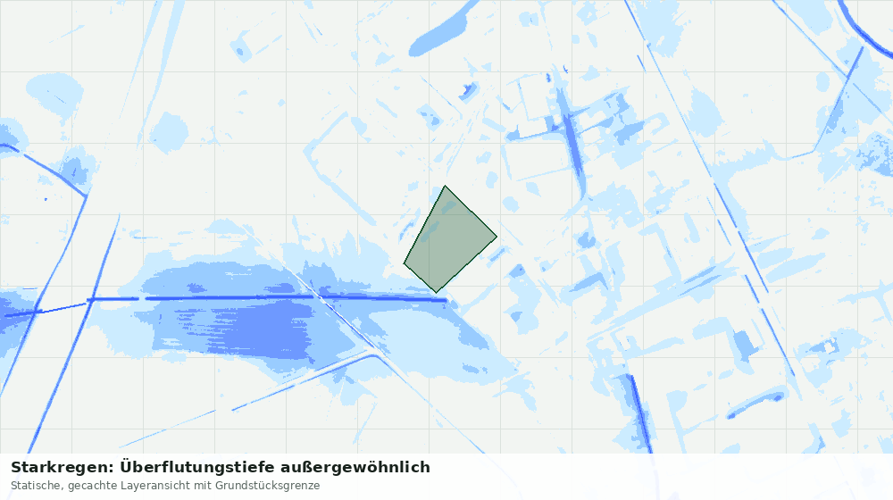 Statische Kartenansicht: Starkregen: Überflutungstiefe außergewöhnlich