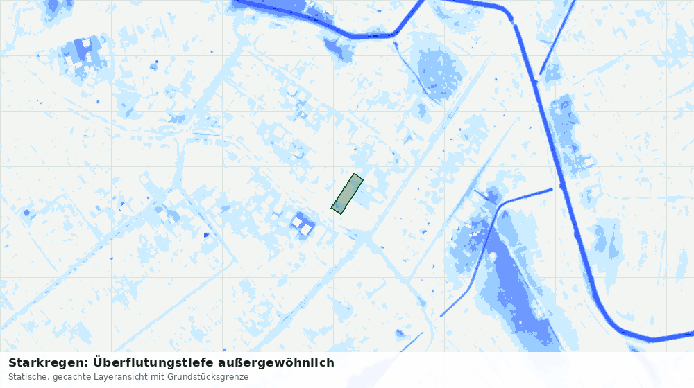 Statische Kartenansicht: Starkregen: Überflutungstiefe außergewöhnlich