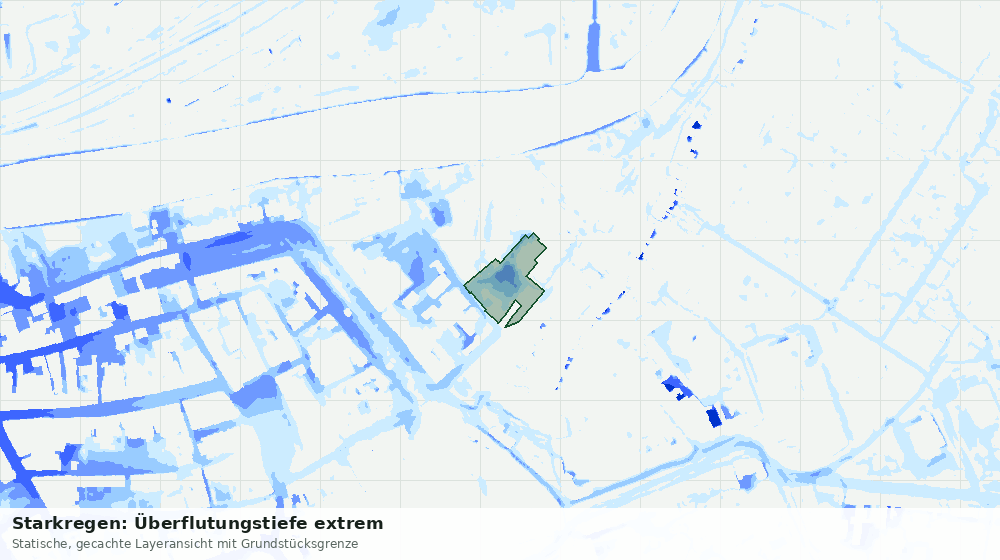 Statische Kartenansicht: Starkregen: Überflutungstiefe extrem